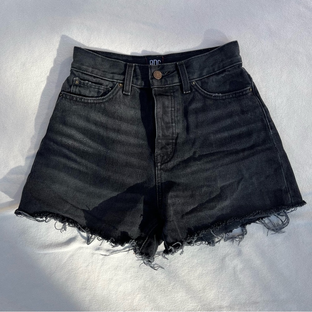 BDG black high waisted shorts with distressed ends